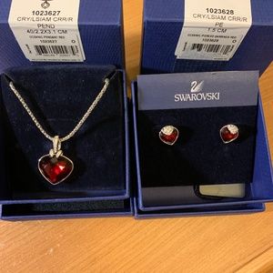 Swarovski Red Oceanic Pendant & Earrings